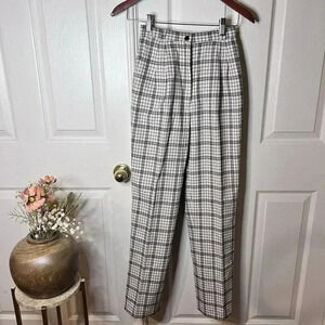 Patty Woodard Womens Vintage Wool Blend High Waist Plaid Pants Sz W 22 Old Money